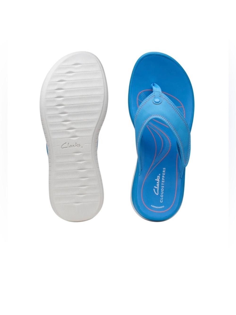 Clarks Blue Cloudsteppers Flip Flops